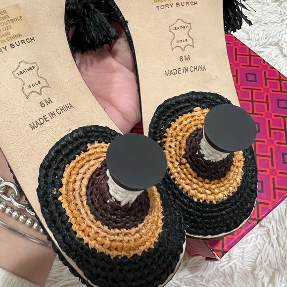 Tory Burch Eleanor Raffia Kitten Heel Sandals - Size 8 - NEW - Picture 5 of 7